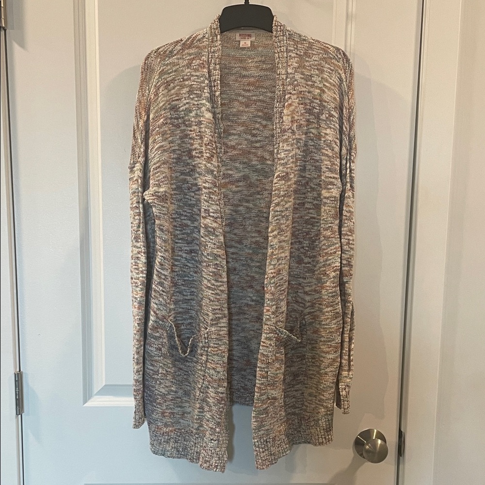 Autumn Multicolor Women's Long Cardigan Sweater, Womens Medium